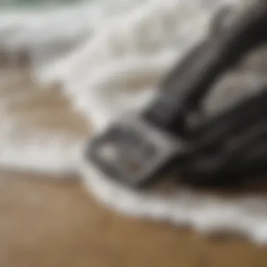 Close-up of surf leash material showing durability