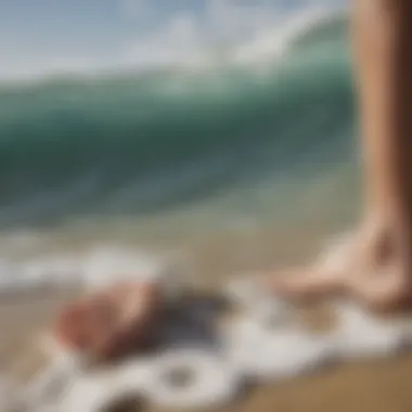 Close-up of feet positioning during the surf pop-up