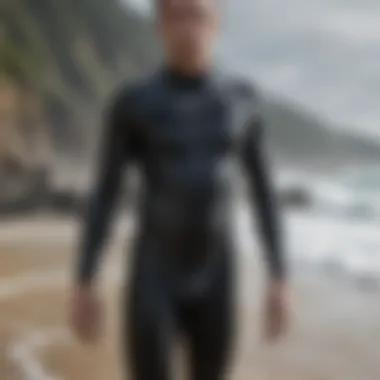 Close-up of wetsuit material and thickness comparison