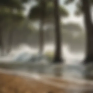 Wind in Nature Natural landscape with trees bending in the wind, depicting wind strength and direction.