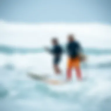 Surfers Analyzing Wind Conditions Surfers analyzing wind conditions before hitting the waves