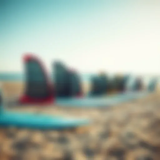 Different wing surf sizes displayed on a beach