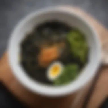 Bowl of Roasted Seaweed with Healthy Ingredients A bowl of roasted seaweed paired with various healthy ingredients
