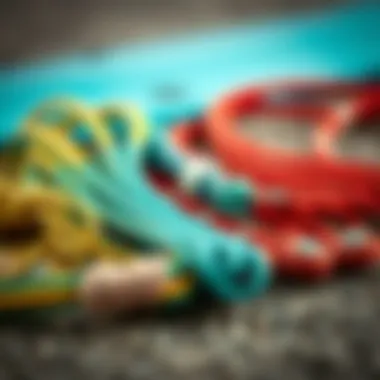 Variety of Boogie Board Strings Different types of boogie board strings displayed on a textured surface