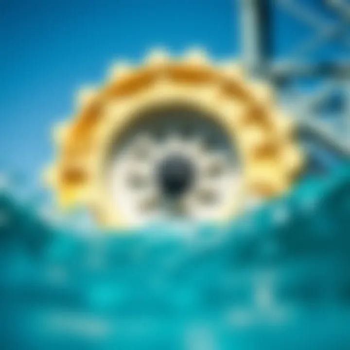 Close-up of wave pool machinery illustrating engineering design