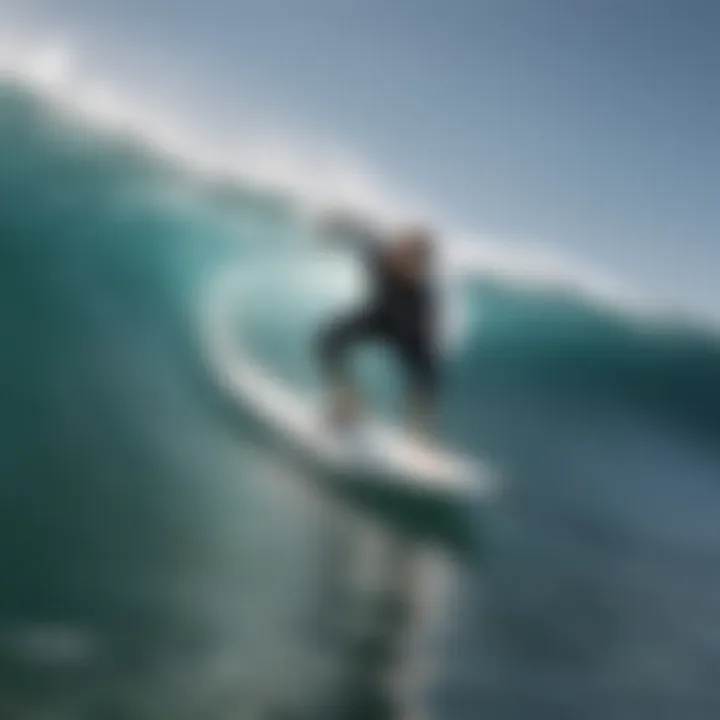 Dynamic surfing posture reflecting balance and technique