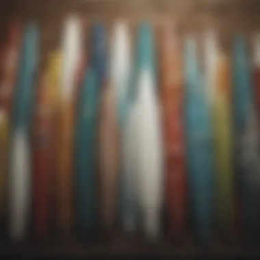 Diverse Gear Selection in Weight Surfing Variety of surfboards showcasing gear selection based on weight