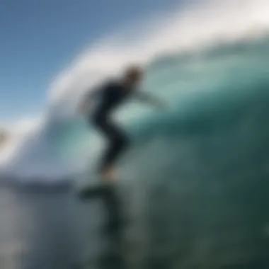 Surfer interacting with waves demonstrating technique and balance