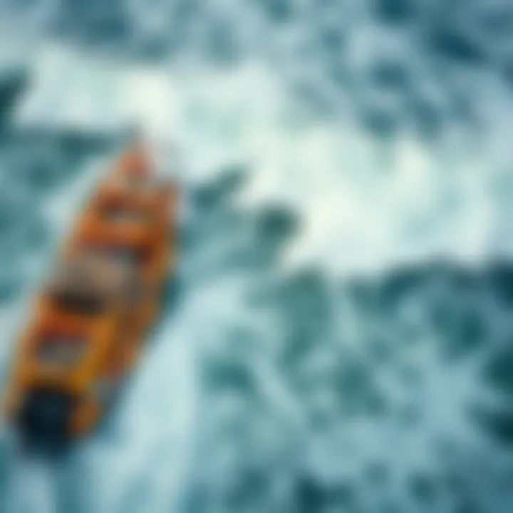 Pollution's Grasp on Our Oceans Aerial view of a polluted ocean exhibiting plastic waste