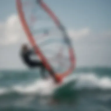 Instructor demonstrating windsurfing techniques