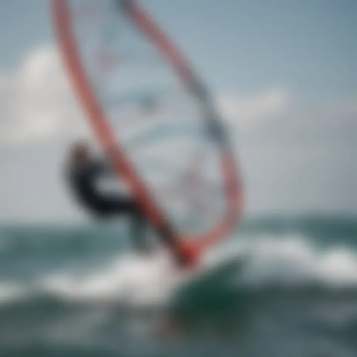 Instructor demonstrating windsurfing techniques