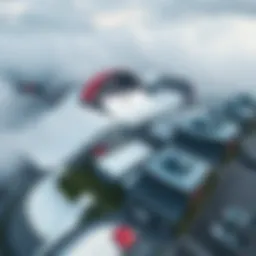 A breathtaking aerial view of an extreme sports venue