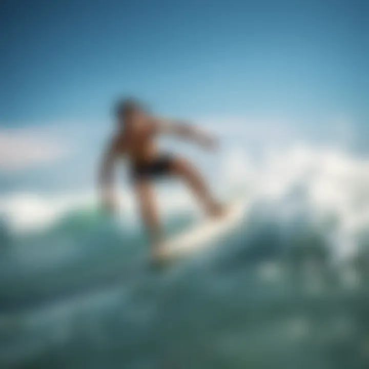 Dynamic skimboarding action along the scenic shores of Venice, Florida